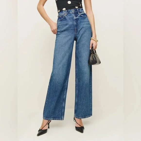 Reformation Wes High Rise Wide Leg Jeans Blue - Size 27 - Picture 1 of 5